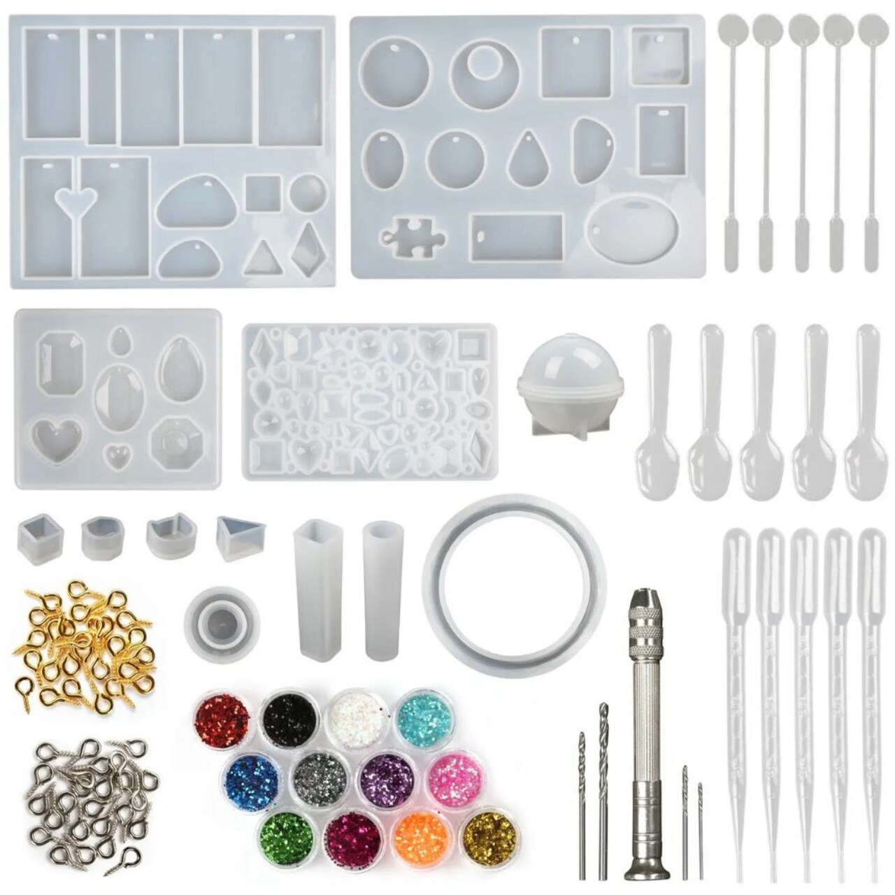 145pcs Resin Casting Silicone Molds Jewelry Making Pendant Craft Kit